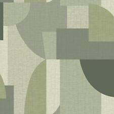 Ceruti Geometric Wallpaper Retro Abstract Shapes Mosaic Washable Green 1422