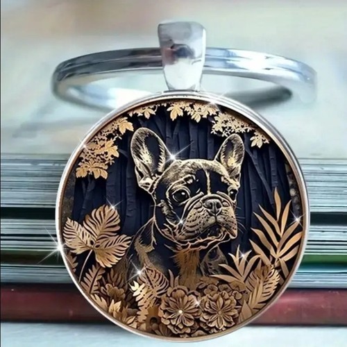 French bulldog keychain - french,