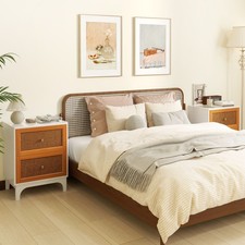 2 Pack Boho Nightstands with 2