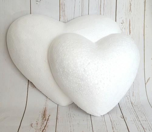 Polystyrene half hearts - half,