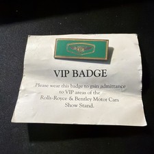 Rare VIP badge for exclusive access  Rolls-Royce & Bentley Motor Cars show stand