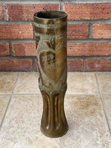 Ww1 trench art brass - brass, shell