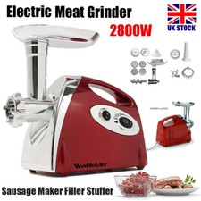 2800W Electric Meat Mincer Grinder Food Kibbe Burger Maker Filler Machine Red UK