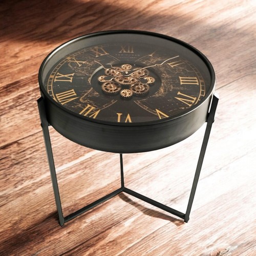 Gear clock coffee table - clock, black