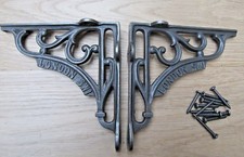 6" PAIR OF LONDON SW1 cast iron ornate shelf support wall brackets