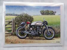 Norton 500cc Manx 1962 Race Motorcycle Art Greeting Card - 8"x6" Blank New UK P&