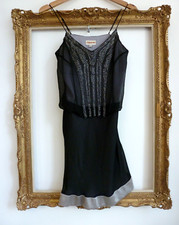 Karen Millen UK10 Flapper Dress Black & Silver Strappy Embellished Beaded Party