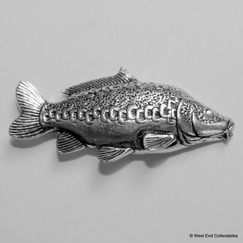 Mirror carp pewter pin brooch - mirror,