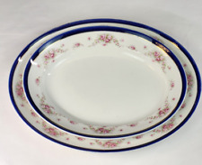 Maple & Co London Imperial Porcelain 2 x Oval Platters Floral Print Wedgwood