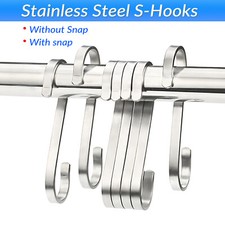 Stainless Steel Flat S Hooks Kitchen Meat Pan Utensil Clothes Hanger Hanging