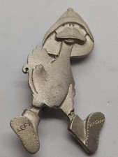 Pewter Tick Tech Duck In Sowester And Wellies Brooch 5cm Vintage FREE UK POSTAGE