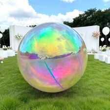 Inflatable Mirror Ball, Iridescent Big Shinny Balls Reusable Large PVC Disco ...