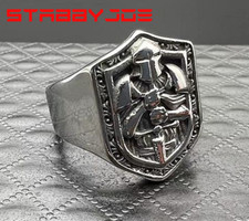 STABBYJOE MENS STAINLESS STEEL KNIGHTS TEMPLAR RING SIZE 7-13 USA