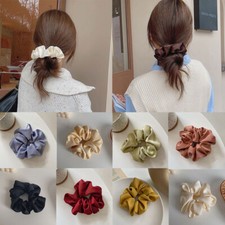 Women Silk Large Scrunchies Satin Elastic Hair Ring Hair Bands Rope Ties Ac  。