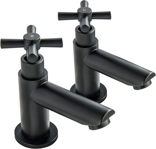 Black basin taps - basin, pair