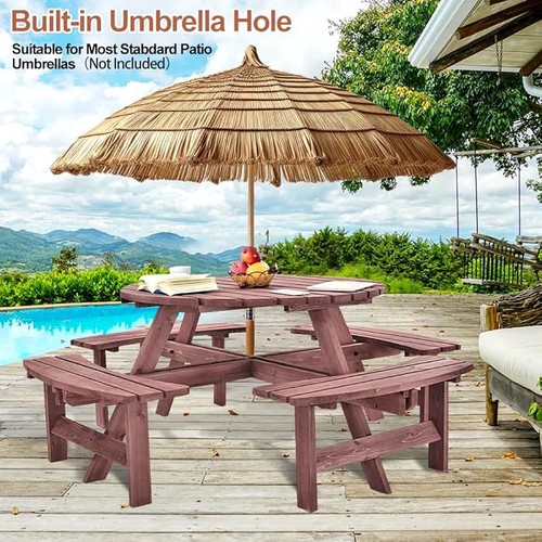 Seater wooden round - wooden, picnic