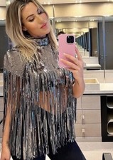 ZARA Trinny SEQUIN FRINGE Cape