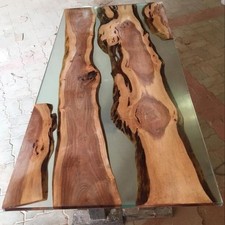 Clear Epoxy Table with Walnut