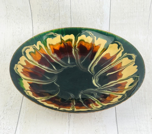 Enamel and hammered copper