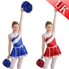 UK Girl Cheer Leader Costume Cheerleading Uniform Outfits Sleeveless Dance Dress