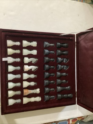 Vtg handmade chess set black - chess, &