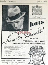 LINCOLN BENNETT Men's Hats : Original 1938 ADVERT 688-95