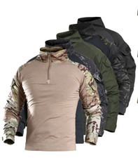 Mens Army-Tactical Military Uniform Airsoft Camo Combat Long Sleeve T-Shirt-Tops