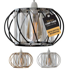 Modern Ceiling Pendant Lamp Shade Crystal Glass Easy Fit Wire Cage Chandelier