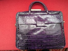 Coccinelle Leather shoulder  Bag/ Briefcase  Purple Alligator Effect Leather New