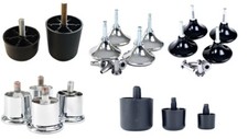 BLACK OR CHROME FURNITURE LEGS MUSHROOM GLIDES REPLACEMENT DIVAN SOFA CHAIR FEET