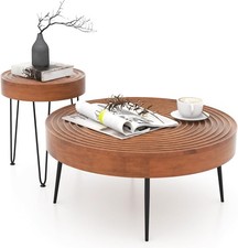 COSTWAY Farmhouse Round Coffee