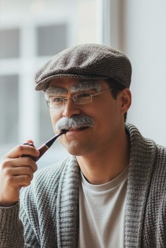 Old man grey moustache - man,