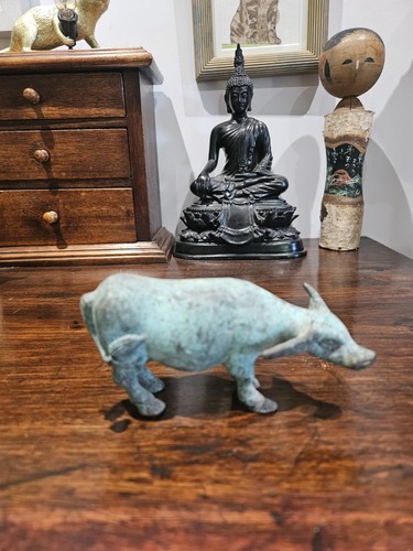 Vintage metal cast bull - metal,