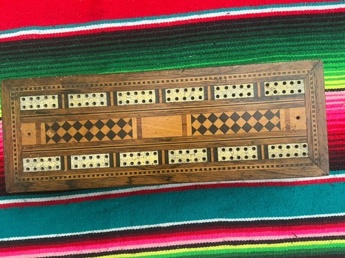 Antique wooden cribbage board - antique,