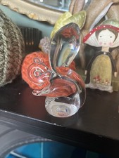 Wedgwood Lilliput small squirrel paperweight sculpture, 70s clear glass figurine