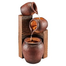 Serenity Cascading Tipping Pots Water Feature Outdoor Garden Fountain LED Lights