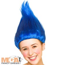 Troll Blue Wig Ladies Fancy Dress Costume Halloween Toys Adults Womens Costume