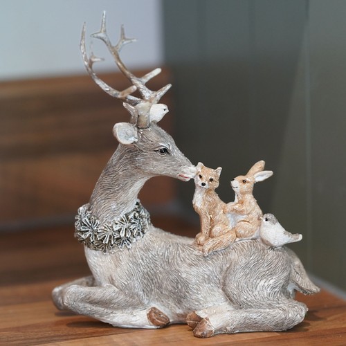 Sitting reindeer resin - reindeer,