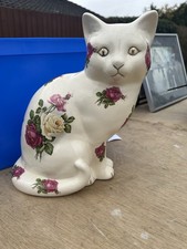 Large Ceramic Floral Cat By