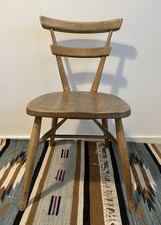 Ercol Vintage Windsor Stacking Chair In Solid Elm Wood & Beech C1965 Blue Dot