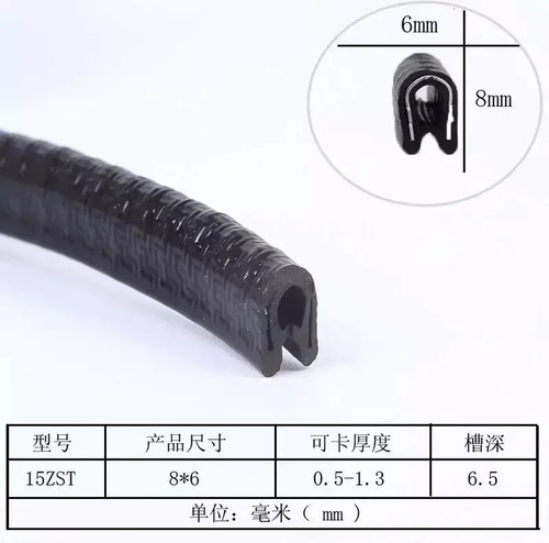 Shaped rubber edge - u,