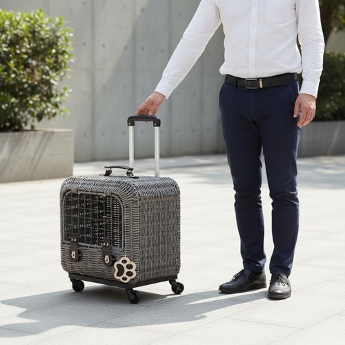 Wicker feline carrier woven - wicker,