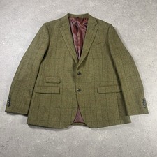 M&S Jacket Mens 46 Long Green Moon Tweed Windowpane Check Blazer Country Hunting