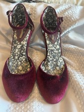 Joe browns size 5 dark red velvet shoes heel size 3 inches