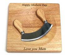 FREE engraving - Mezzaluna Wooden Herb Chopper and cutting board