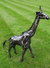 Large Patchwork Standing Metal Giraffe Garden Ornament Statue Outdoor Decor