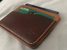Horween Shell Cordovan Leather Card Holder Burgundy/Tan