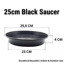 25cm Round Black Plastic Plant