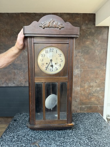 Vintage oak pendulum - vintage, wall