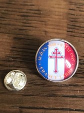 LARGE PIN'S 2cm silver metal France Free Cross of Lorraine flag